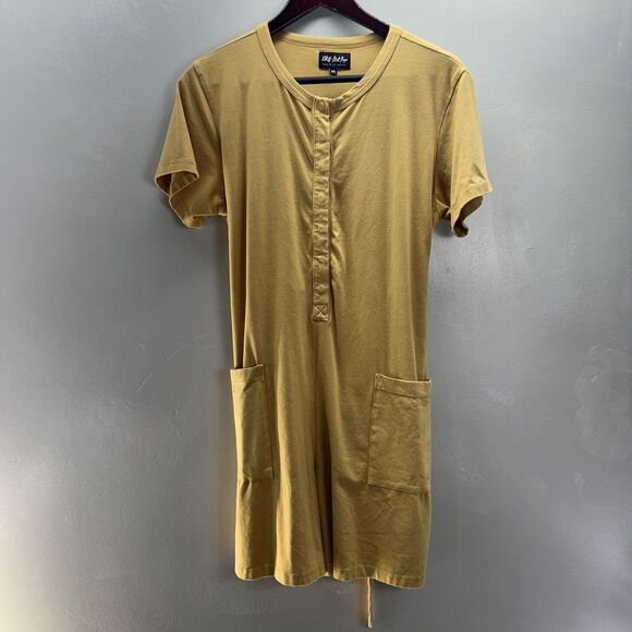 Back Beat Rags Romper Women’s Size M Organic Cotton Stretch Back Bow Snap Pocket - Picture 1 of 12